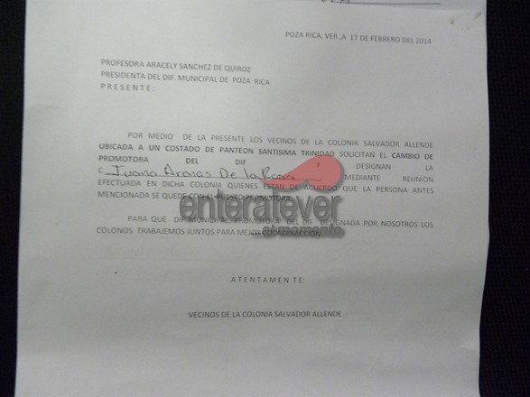 Demandan destitución de Promotora del DIF en la colonia Salvador Allende
