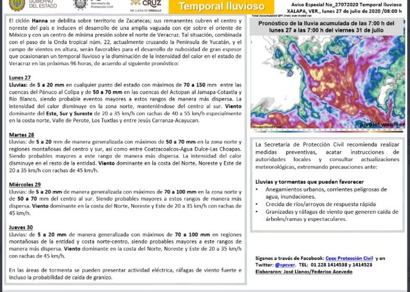 Emiten Aviso Especial Por Temporal Lluvioso En El Estado De Veracruz Enteratever emiten aviso especial por temporal