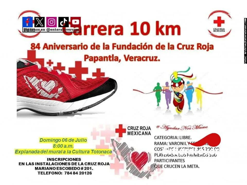 Cruz Roja realizará carrera por su 84 Aniversario