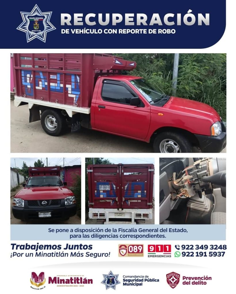 Recupera policía municipal vehículo con reporte de robo
